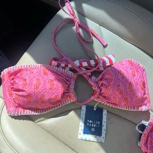 Roller Rabbit Pink & Orange Seahorse Halter Bikini Top